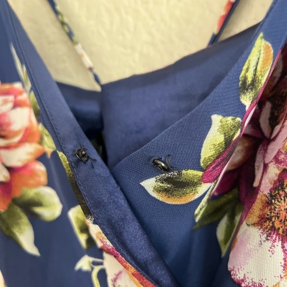 NWOT Always There For Me Navy Blue Floral Print Wrap Maxi Dress - Picture 5 of 7